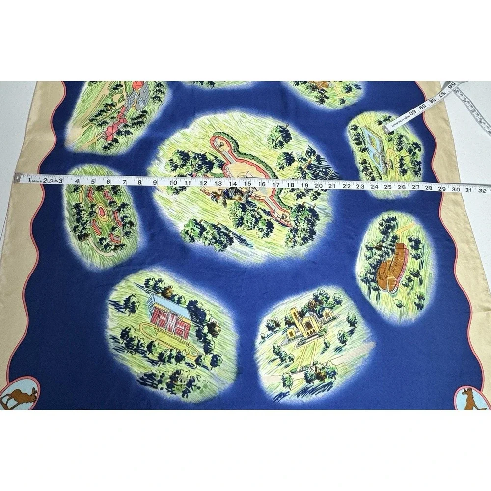 Moose International Silk Scarf Map Print Novelty Island‎ Scene Retro Collector